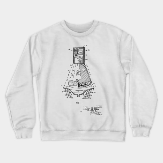 Space Capsule Vintage Patent Hand Drawing Crewneck Sweatshirt by TheYoungDesigns